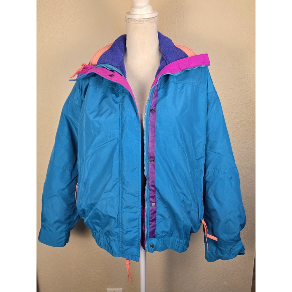 Columbia Women's Vintage 90's Bugaboo Ski Jacket Radial Sleeve Teal Pink Large